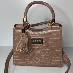 bebe Mauve Croc-Embossed Satchel